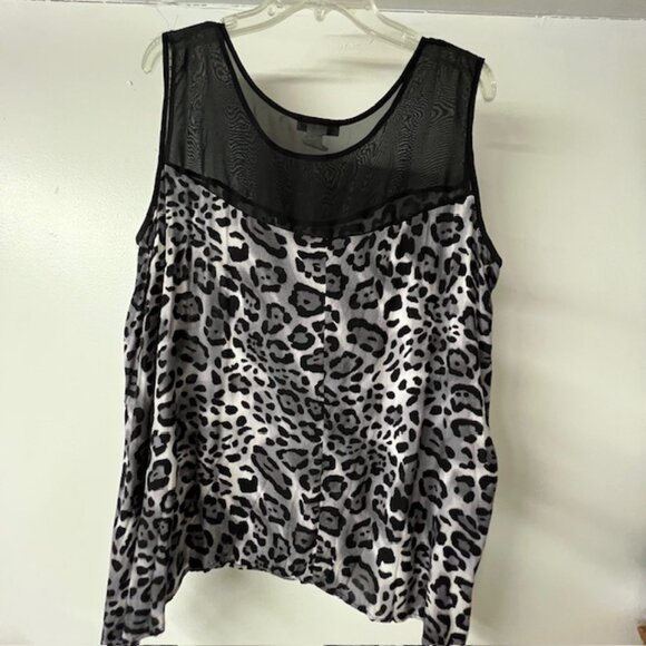 DoubleTake Womens Sleeveless Camisole Top, Sheer shoulders, Animal Print Size 1X - Picture 6 of 8